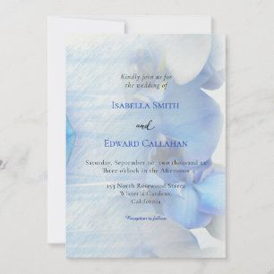 Modern Tropical Blue Orchid Floral Wedding Invitation