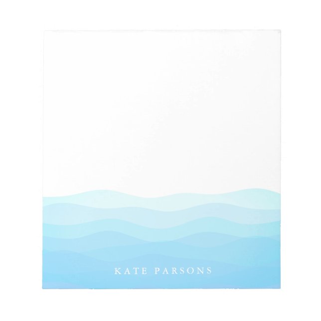 Modern Tropical Blue Waves Notepad (Front)