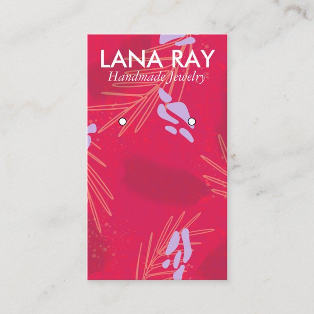 Modern Tropical Botanical Earring Display Business Card (Front)