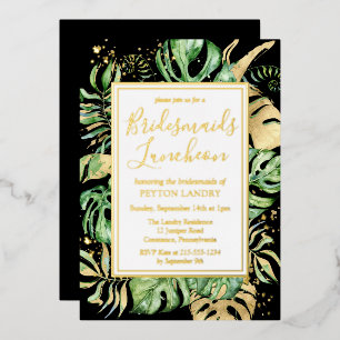 Modern Tropical Bridesmaids Luncheon Black & Gold