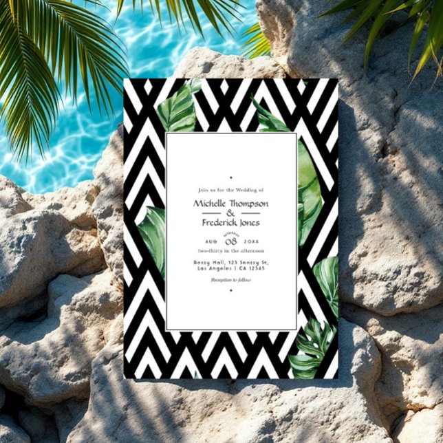 Modern Tropical Chevron Wedding Photo Invitation (Modern Tropical Chevron Wedding Photo Invitation)
