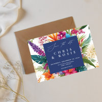 Modern Tropical Colourful Fall wedding invitation