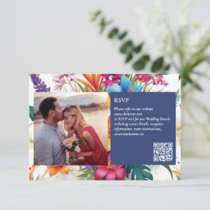 Modern Tropical Colourful Fall wedding RSVP card