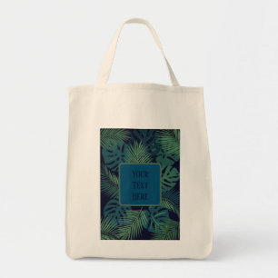 modern tropical dark palm leaf contemporary tote bag