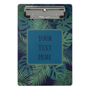 modern tropical dark palm leaf, fig leaves jungle mini clipboard