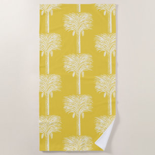 Modern Tropical Date Palm Yellow Beach Towel