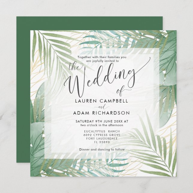 Modern Tropical Destination Wedding Invitation (Front/Back)