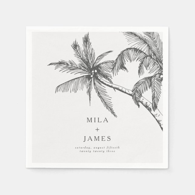  Modern Tropical Elegant Minimalist Wedding Napkin (Front)