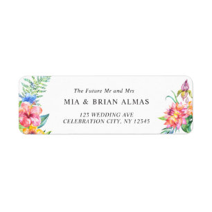 Modern Tropical Elegant Stylish Floral Wedding Return Address Label