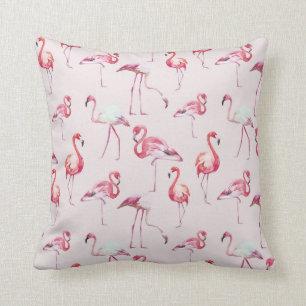 Modern Tropical Flamingo Watercolor Cushion