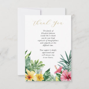 Modern Tropical Floral Celebration Of Life Funeral Thank You Card