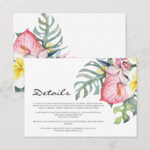 Modern Tropical Floral Hawaii Wedding Enclosure Card