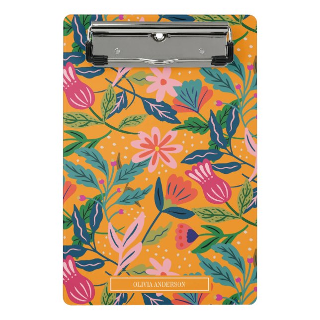 Modern Tropical Floral Pattern Mini Clipboard (Front)
