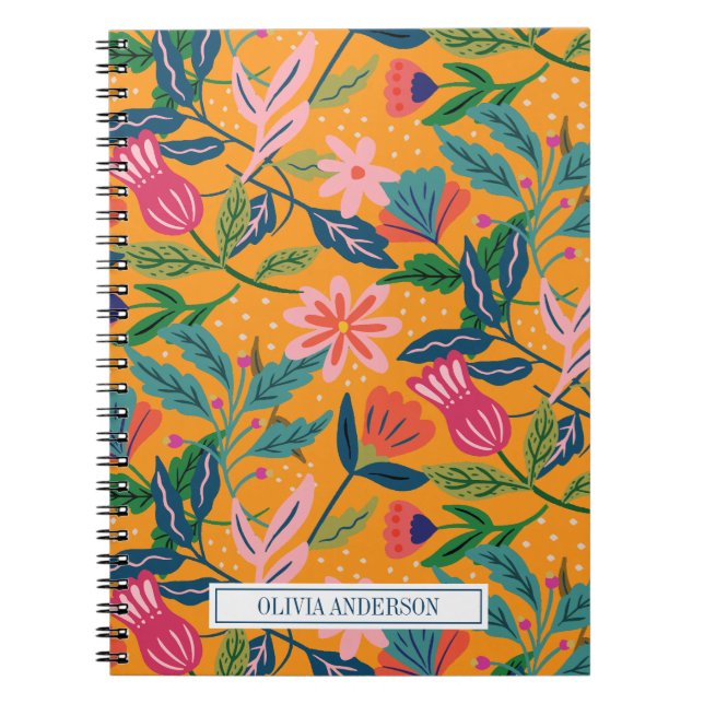 Modern Tropical Floral Pattern Notebook (Front)