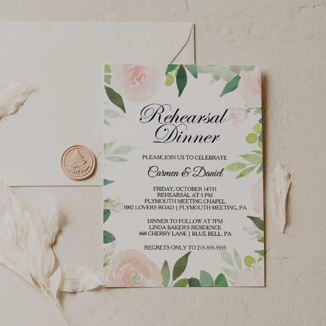 Modern Tropical Floral Rehearsal Dinner Invitation (Creator Uploaded)