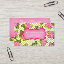 Modern Tropical Floral Stripes Business Card