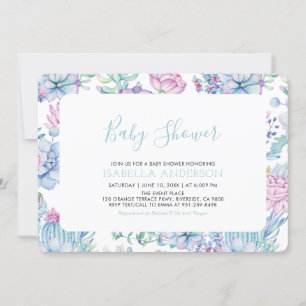 Modern Tropical Floral Summer Boy Baby Shower Invitation