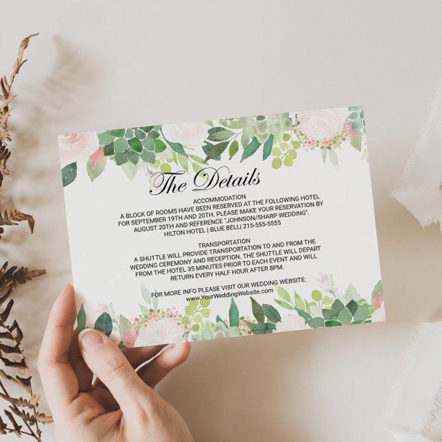 Modern Tropical Floral Wedding Details Insert Card (Creator Uploaded)