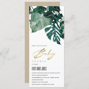 MODERN TROPICAL FOLIAGE MONSTERA BABY SHOWER  INVI INVITATION