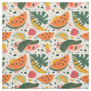 Modern Tropical Fruit Pattern Fabric