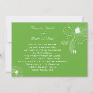 Modern Tropical Green and White Wedding Invitation