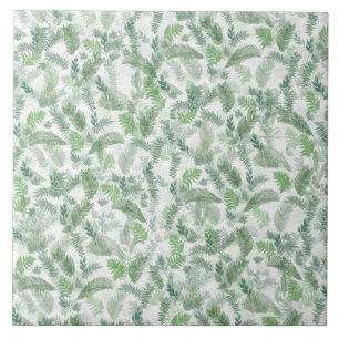 Modern tropical green foliage pattern ceramic tile