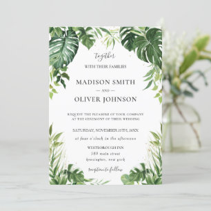 Modern Tropical Greenery Leafy Tropics Wedding  Invitation