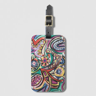 Modern Tropical-Hand Painted Abstract Art Luggage Tag