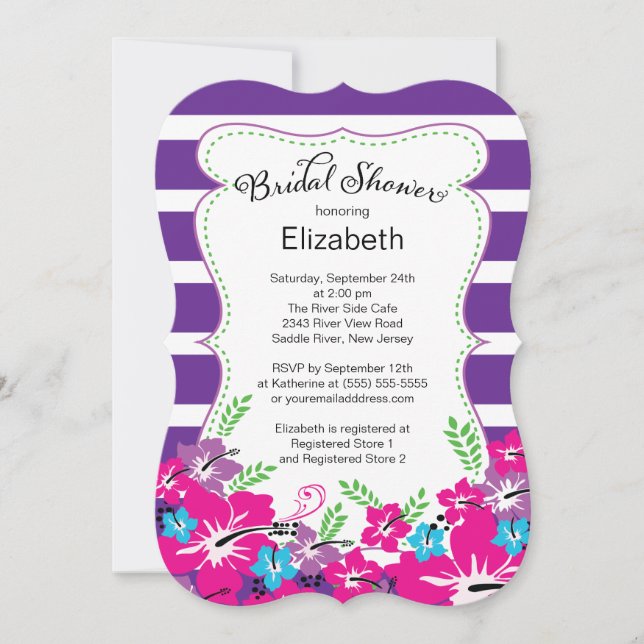 Modern Tropical Hibiscus Flowers Bridal Shower Invitation (Front)