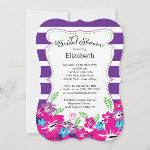 Modern Tropical Hibiscus Flowers Bridal Shower Invitation