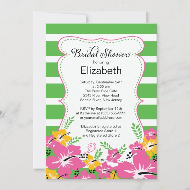 Modern Tropical Hibiscus Flowers Bridal Shower Invitation (Front)