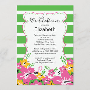 Modern Tropical Hibiscus Flowers Bridal Shower Invitation