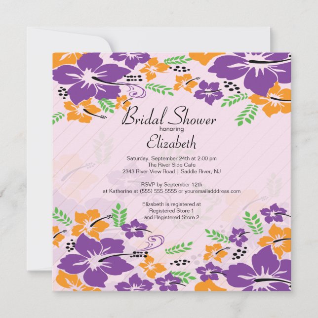 Modern Tropical Hibiscus Flowers Bridal Shower Invitation (Front)