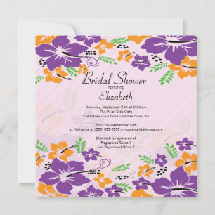 Modern Tropical Hibiscus Flowers Bridal Shower Invitation