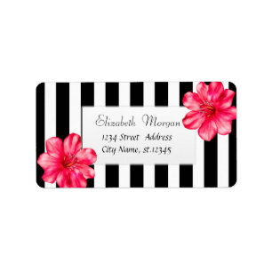 Modern Tropical ,Hibiskus Black Stripe Label