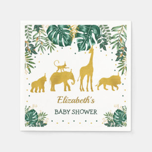 Modern Tropical Jungle Animals Baby Shower Napkin