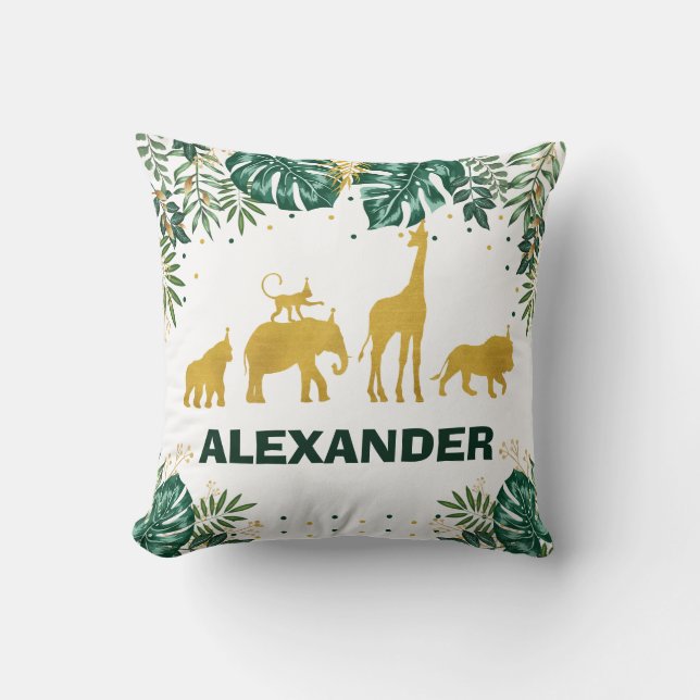 Modern Tropical Jungle Animals Boy Nursery Decor Cushion (Front)