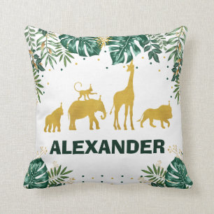 Modern Tropical Jungle Animals Boy Nursery Decor Cushion