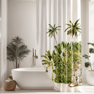Modern Tropical Jungle Palm Trees Shower Curtain