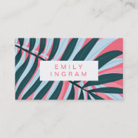 Modern tropical leaf bright pink teal design