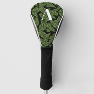 Modern Tropical Leaf Palm Plant Print Monogram Golf Head Cover