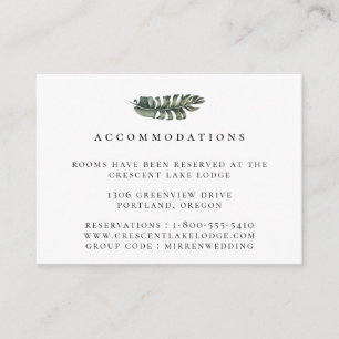 Modern Tropical Leaf Wedding Accommodations Enclosure Card