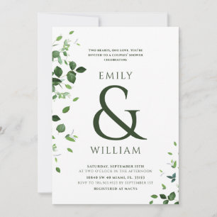Modern Tropical Leaves Couple Bridal Shower Invitation