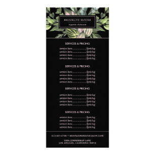 Modern Tropical Leaves Logo   Pricing Services Rack Card