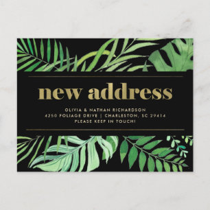Modern Tropical Leaves   Moving Announcement Postcard