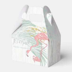 Modern Tropical Leaves Pink Flamingo Baby Shower Favour Box