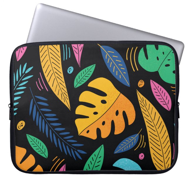 Modern tropical leaves: seamless background. laptop sleeve (Front)