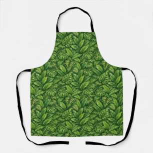 Modern Tropical Leaves Seamless Pattern Apron