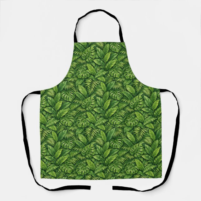 Modern Tropical Leaves Seamless Pattern Apron (Front)