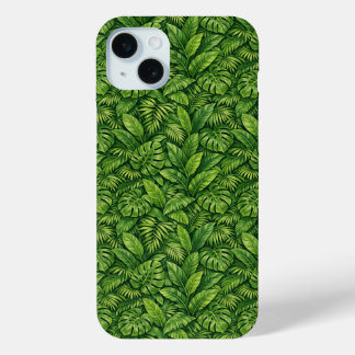 Modern Tropical Leaves Seamless Pattern iPhone 15 Mini Case
